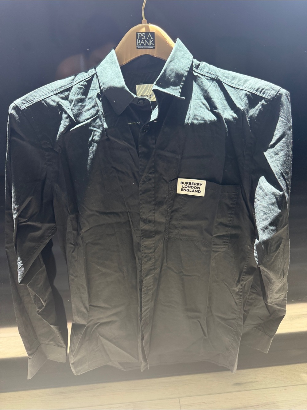 Burberry Black Men's Lightweight Button-Up Shirt Jacket